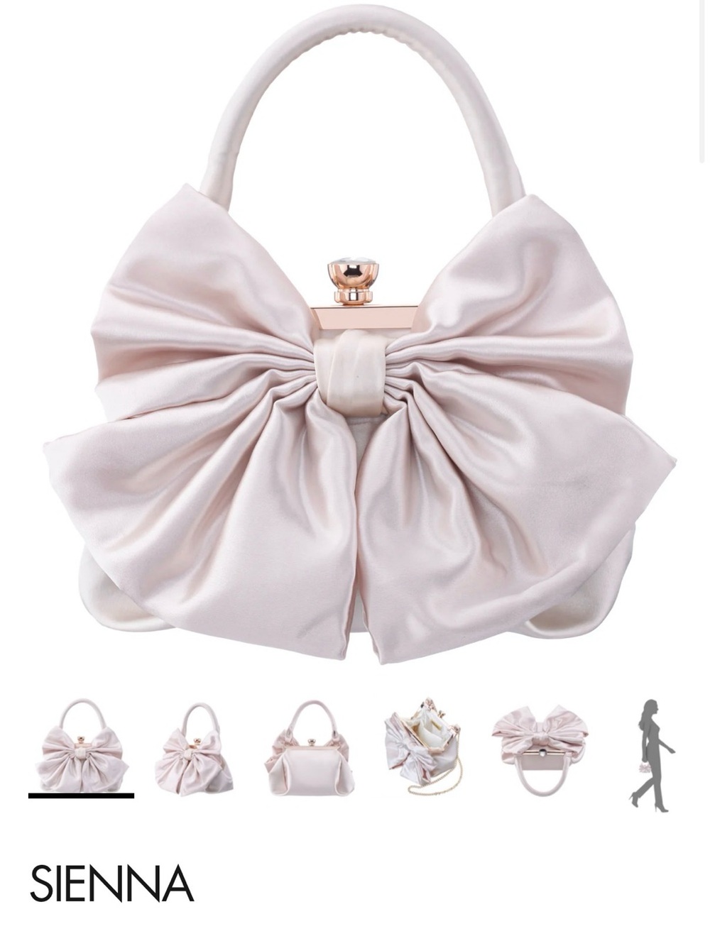 Nina Satin Bow Top-Handle Clutch in Blush - Picture 5 of 5